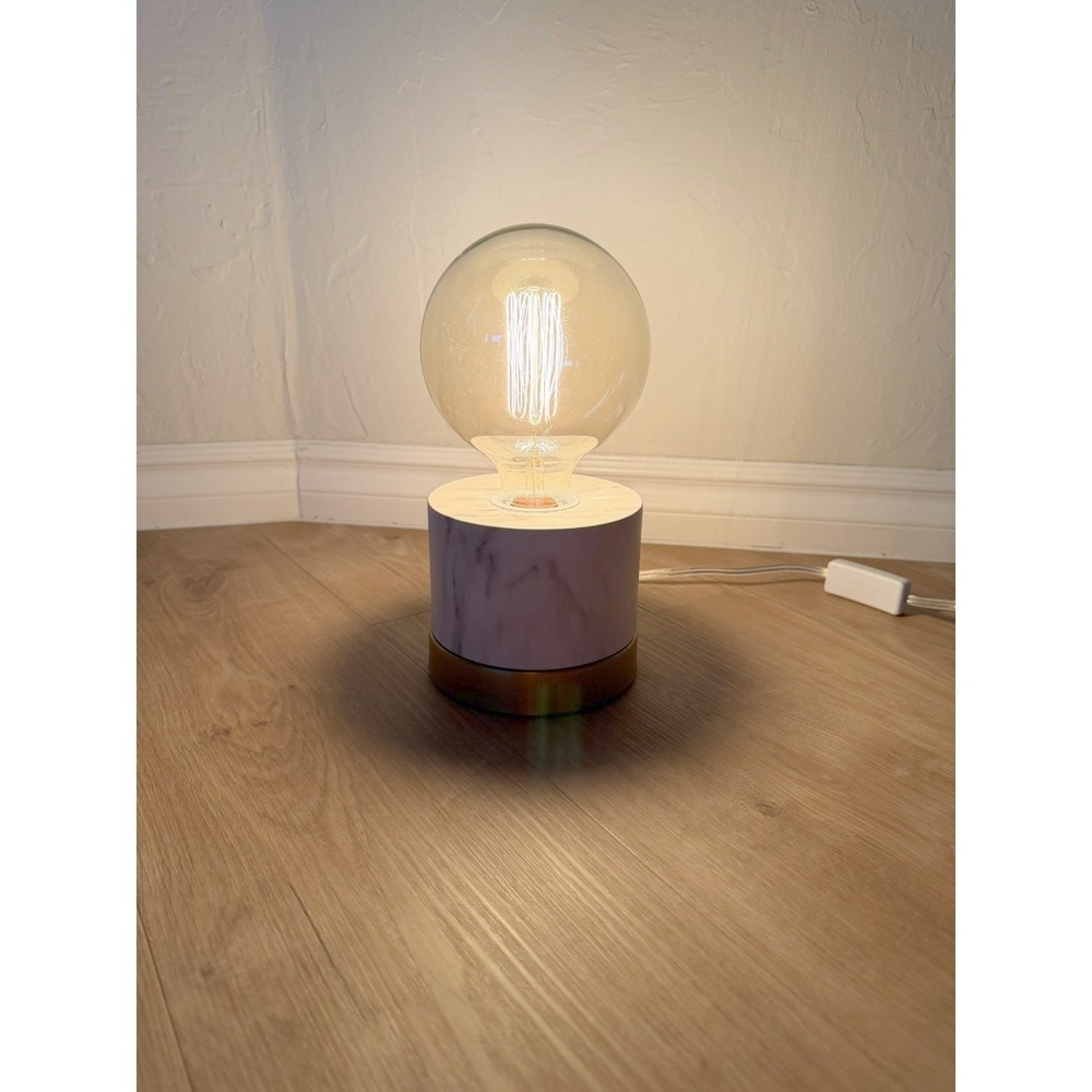 Modern Table Lamp 10"β Gold Globe Edison Bulb Ambient Minimalist Aesthetic Decor